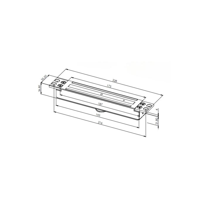 Zwora elektromagnetyczna wpuszczana wąska 300kg | stal nierdzewna INOX | 30035U INOX - obrazek 2