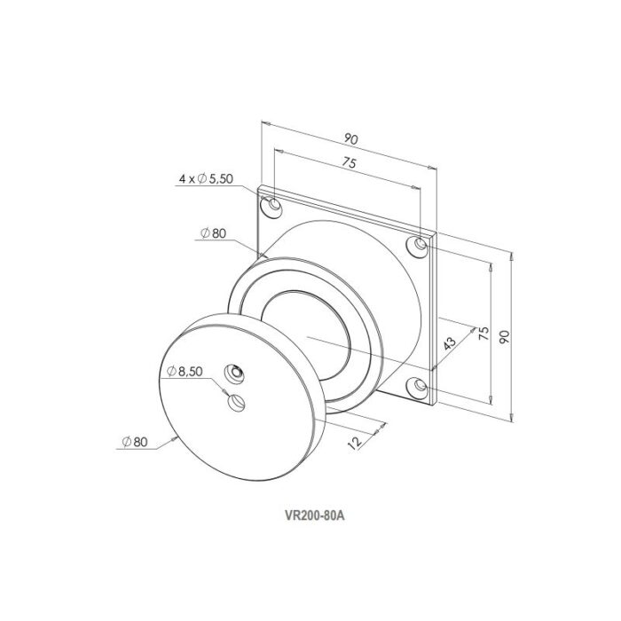Zwora do szlabanu okrągła IP67 200kg | VR200-80A - obrazek 3
